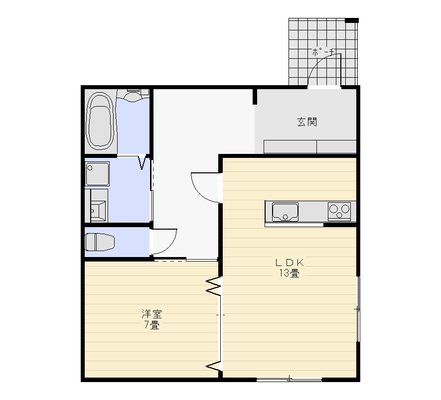 1LDKの間取り図